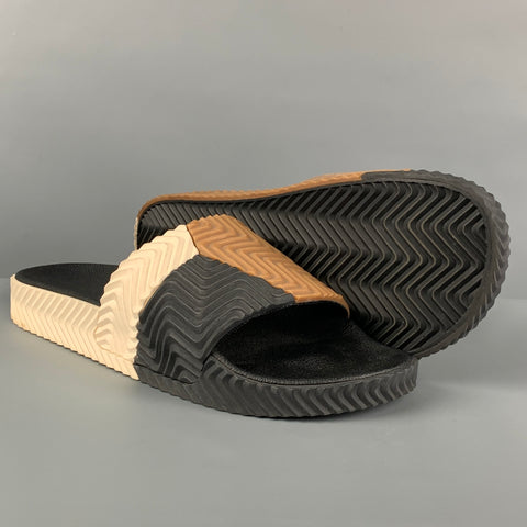 ALEXANDER WANG Size 10 Black Brown Color Block Rubber Sandals