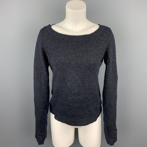 INHABIT Taille S Pull superposé en laine mélangée tricotée bleu marine