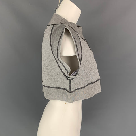 MIU MIU Size XS Gray Ribbed Cotton Fleece Top