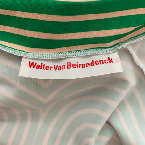 WALTER VAN BEIRENDONCK Size XS Green Striped Jersey Bike Top