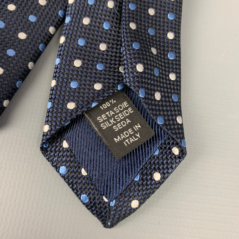ERMENEGILDO ZEGNA Corbata de seda con lunares azul marino y blanco