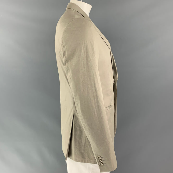 THEORY Chest Size 42 Regular Khaki Solid Cotton Blend Notch Lapel Sport Coat