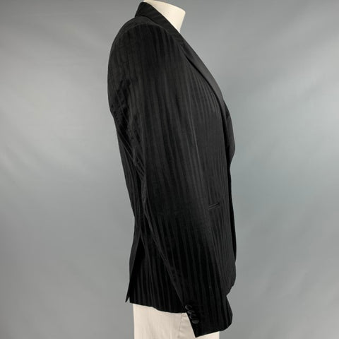 PAUL SMITH Talla 44 Abrigo deportivo con solapa de pico de algodón viscosa a rayas negras