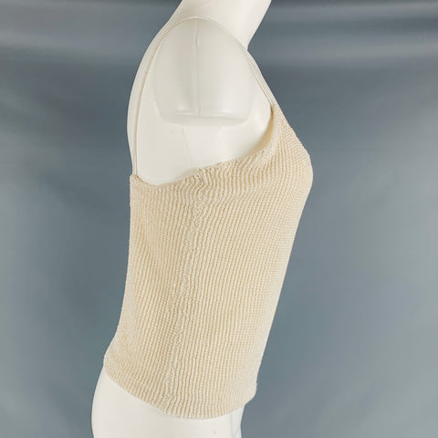 RALPH LAUREN Size L Beige Viscose Beaded Spaghetti Straps Dress Top