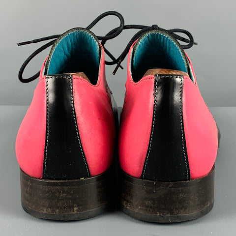JOHN FLUEVOG Size 10 Black Pink Perforated Leather Lace Up Shoes