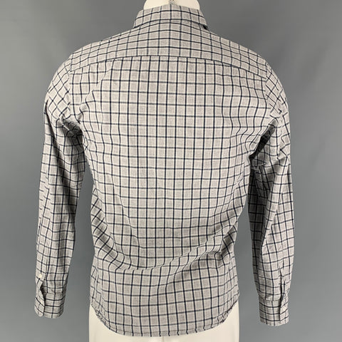 UNIVERSAL LANGUAGE Size M Grey Blue Plaid Cotton Button Down Long Sleeve Shirt
