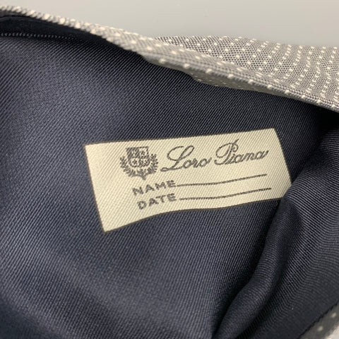LORO PIANA Grey & White Dot Print Silk Tie