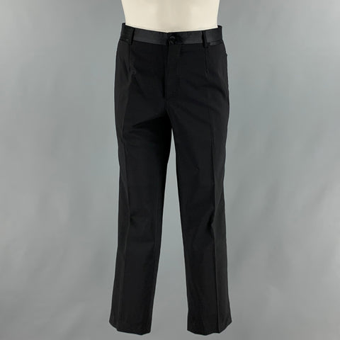 D&G by DOLCE & GABBANA Size 32 Black Solid Wool Blend Tuxedo Dress Pants