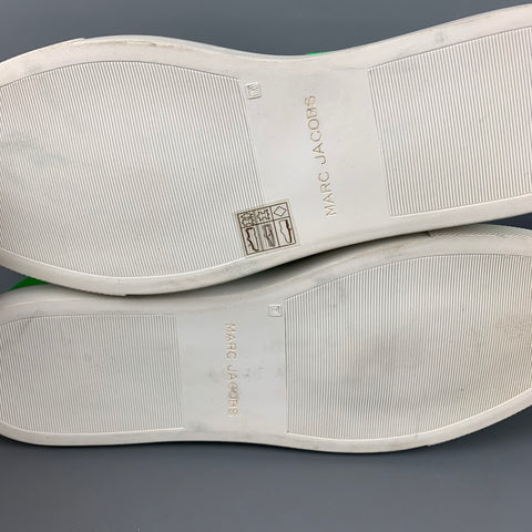 MARC JACOBS Size 10 Green White Grey Leather High Top Sneakers