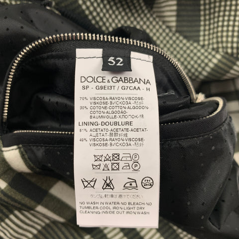 DOLCE & GABBANA Size S Olive Green Plaid Viscose Cotton Bomber Jacket
