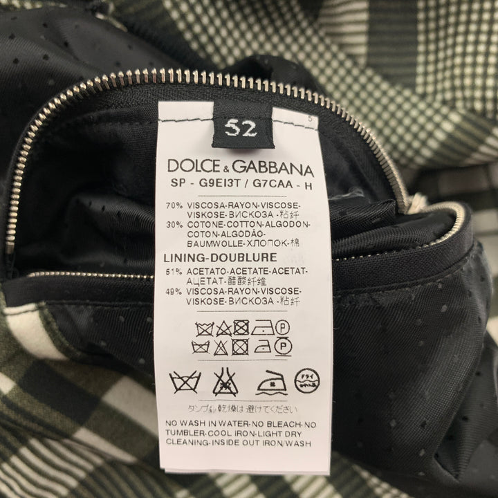 DOLCE &amp; GABBANA Taille S Veste bomber en coton viscose à carreaux vert olive