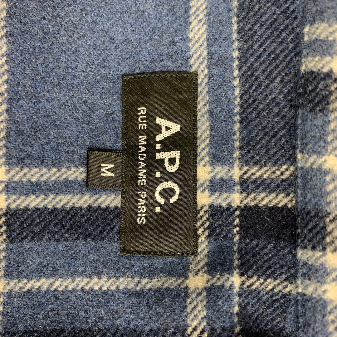 A.P.C. Size M Blue Black Plaid Wool Nylon Long Sleeve Shirt