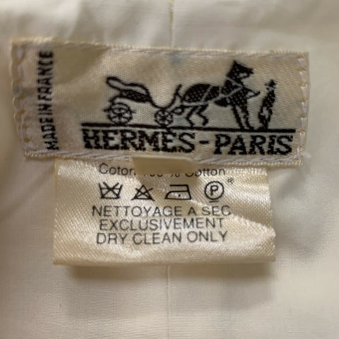 HERMES Taille 10 Gilet à rayures en coton beige crème