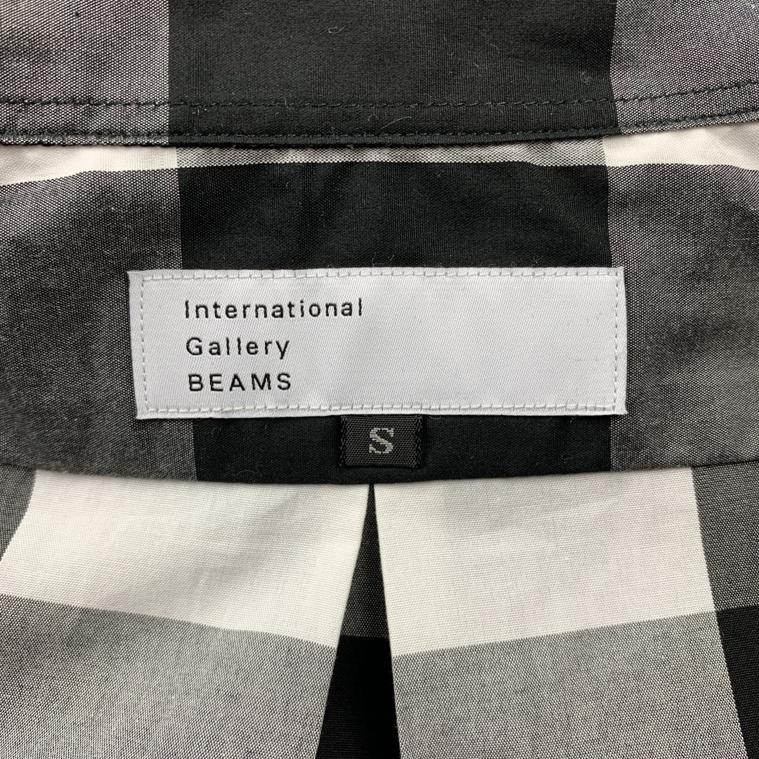 BEAMS Size S Black & White Checkered Cotton Button Down Long Sleeve Shirt