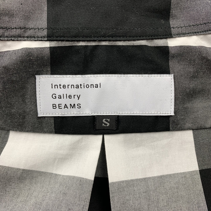 BEAMS Taille S Chemise à manches longues boutonnée en coton à carreaux noir et blanc