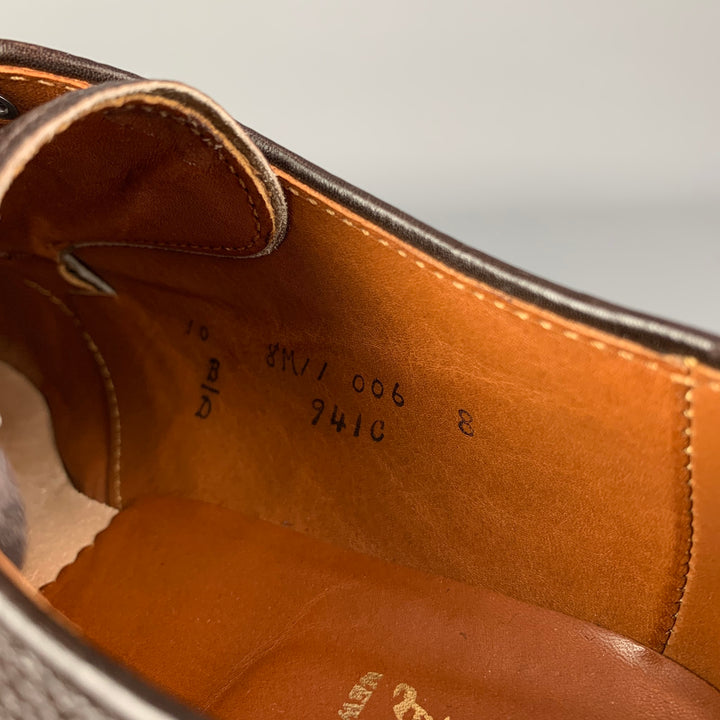 ALDEN 9410 Size 10 Brown Pebble Grain Leather Lace Up Lace Up Shoes