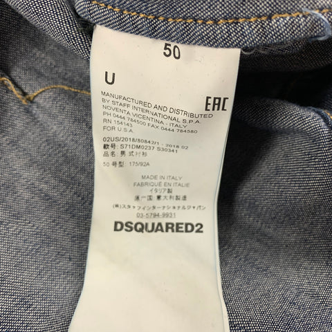 DSQUARED2 Size M Indigo Embroidery Denim Long Sleeve Shirt