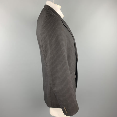 COMME des GARCONS HOMME PLUS Size L Charcoal Vertical Stripe Wool / Polyester Sport Coat