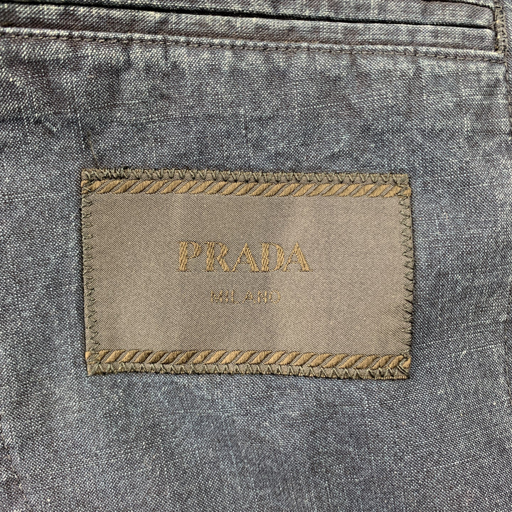 PRADA Size 38 Indigo Cotton Notch Lapel Sport Coat