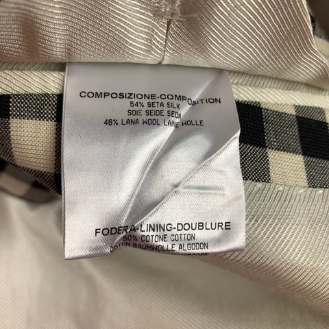 ALEXANDER MCQUEEN Size 38 Black & Cream Checkered Silk / Wool Notch Lapel Sport Coat
