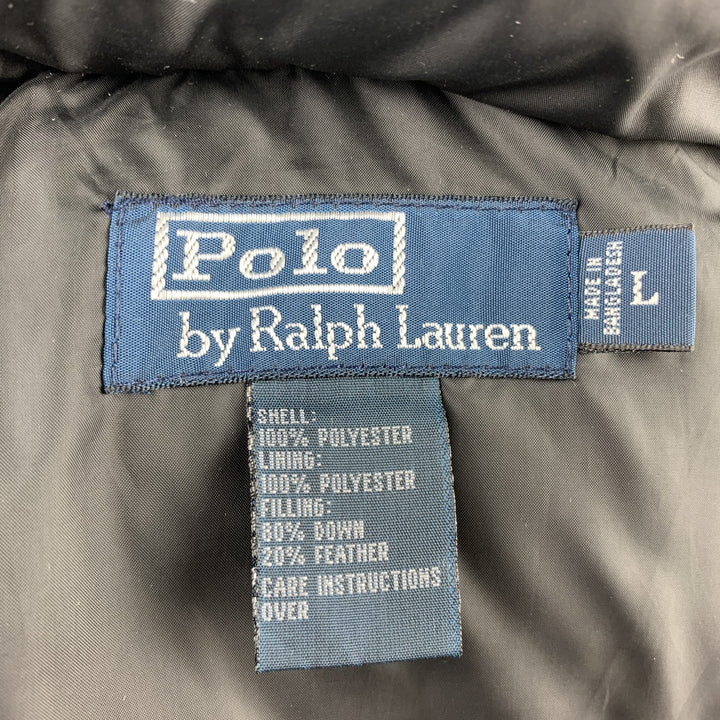 RALPH LAUREN Size L Black Quilted Polyester Zip & Snaps Vest