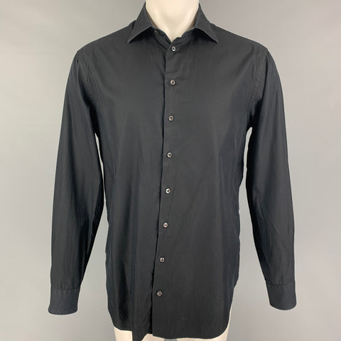 GIORGIO ARMANI Camisa de manga larga con botones de algodón negro talla M