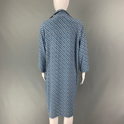 GERARD DAREL Size XL Blue &  White Silk Abstract Shirt dress Dress