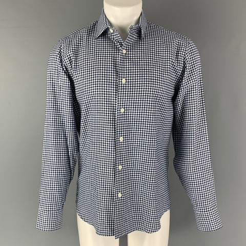 TAYLOR STITCH Size M Navy White Checkered Button Up Long Sleeve Shirt