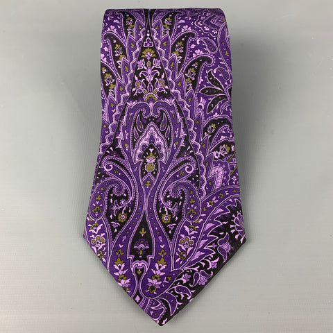 PINK Purple Black Paisley Silk Tie
