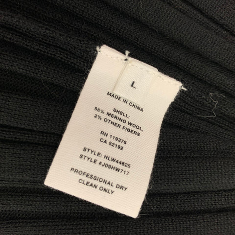 HELMUT LANG Size L Black Merino Wool Blend Ribbed Pencil Long Skirt