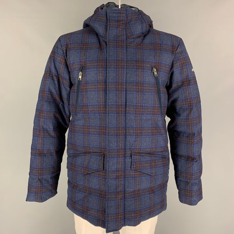 KJUS Size 42 Navy Gray Orange Plaid Wool Cashmere Jacket