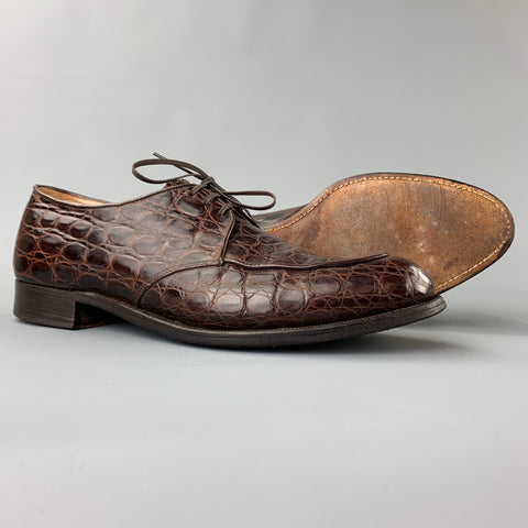 NETTLETON Size 9 Brown Embossed Leather Cap Toe Lace Up Shoes