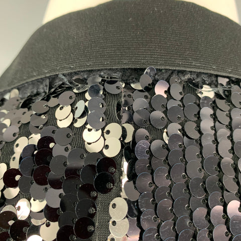 DOLCE & GABBANA Size 38 Black Sequined Peak Lapel Sport Coat