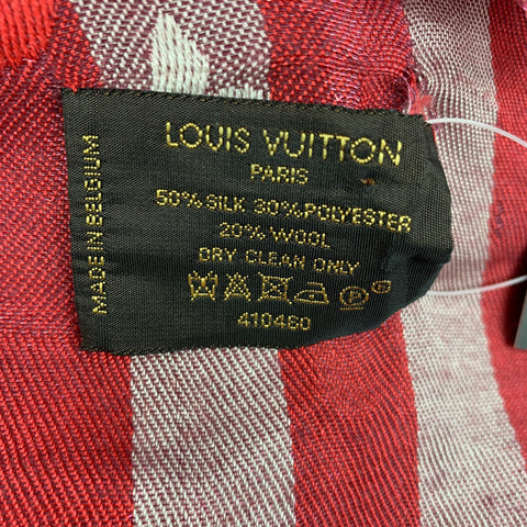 LOUIS VUITTON Red White Stripe Silk Blend Scarves & Shawls