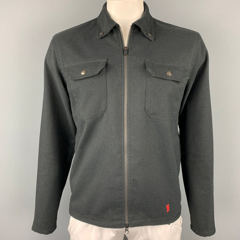 CHROME Size L Black Polyester Blend Zip Up Jacket
