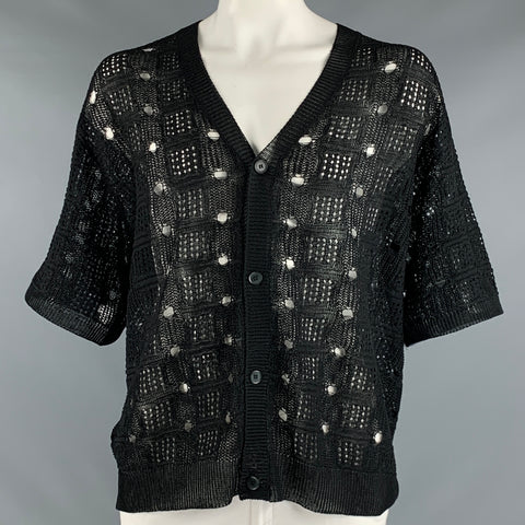 HARE Size XXL Black Knit Acrylic Polyester Short Sleeve Cardigan
