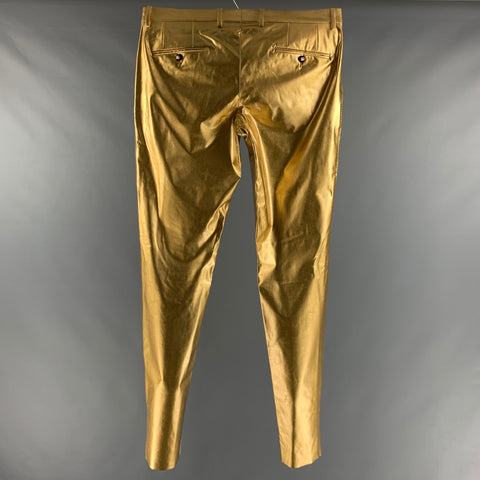 DOLCE & GABBANA Size 36 Gold Metallic Polyamide Elastane Jean Cut Dress Pants