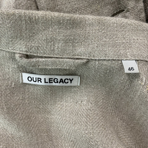 OUR LEGACY  Size 36 Oatmeal Herringbone Linen Patch Pockets Jacket