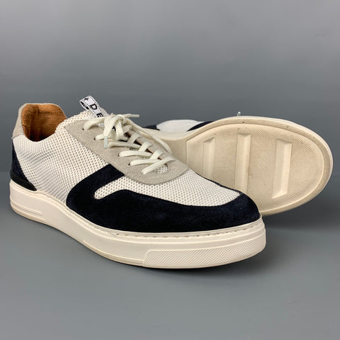 DUKE + DEXTER Size 9 White Black Mixed Fabrics Mesh Low Top Sneakers