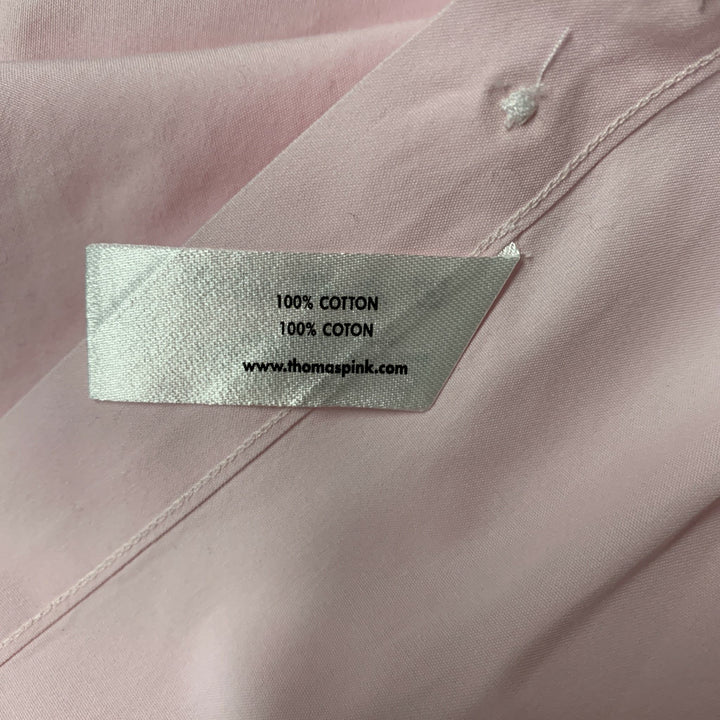 PINK Camisa de manga larga con botones de algodón liso rosa talla M