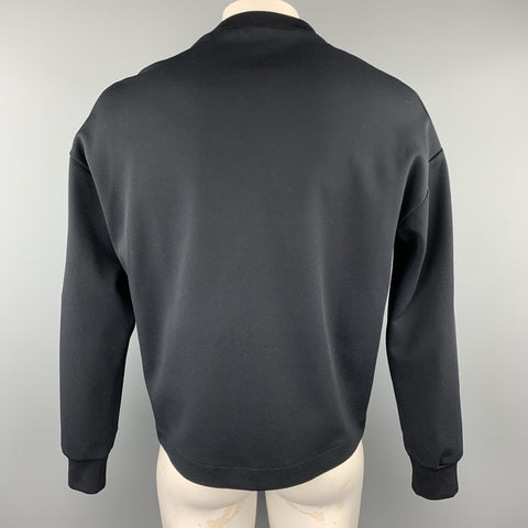JIL SANDER Size XL Black Yellow And Blue Stripe Crew-Neck Pullover