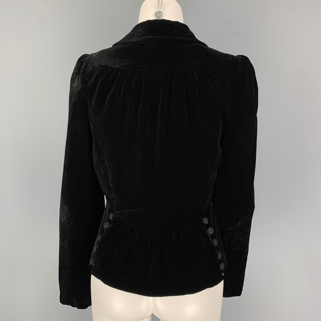 MARC JACOBS Size 2 Black Rayon Blend Velvet Jacket