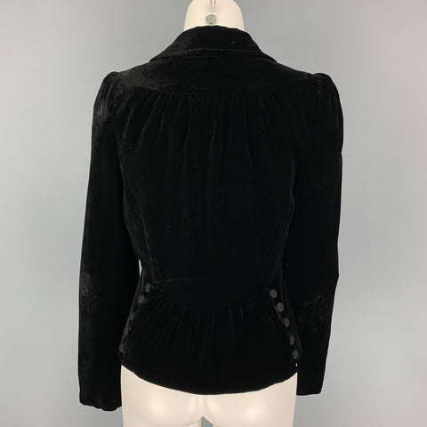 MARC JACOBS Size 2 Black Rayon Blend Velvet Jacket
