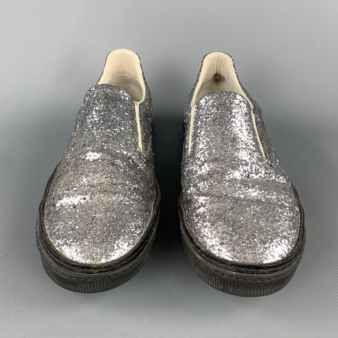 MAISON MARTIN MARGIELA Size 10 Silver Glitter Slip On Sneakers