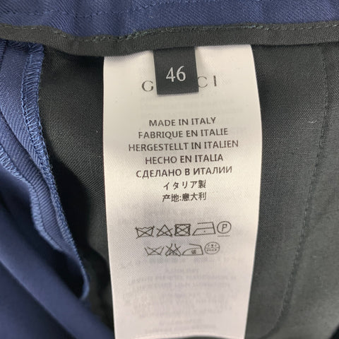 GUCCI Size 30 Blue Navy Solid Wool Mohair Elastic Waistband Casual Pants