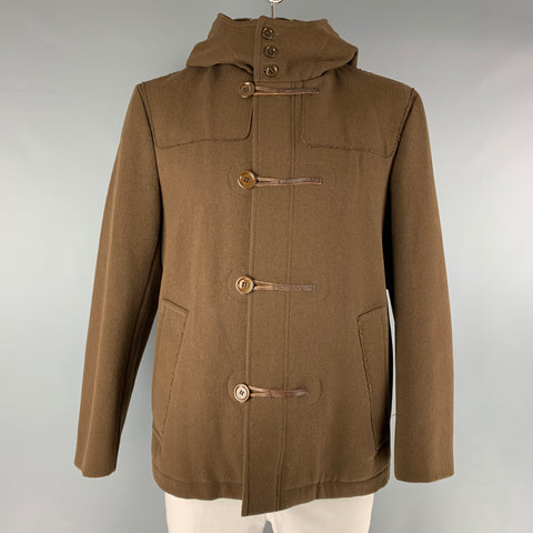 MARC JACOBS Chest Size 42 Size 42 Brown Wool Hooded Coat