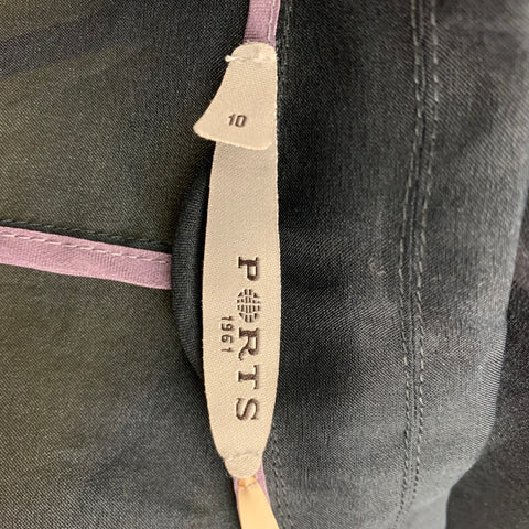 PORTS 1961 Chaqueta de solapa de muesca transparente de seda negra talla 10