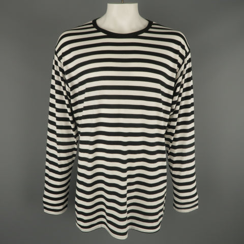 YOHJI YAMAMOTO Size L Black & White Stripe YOHJI HOMME Long Sleeve T Shirt