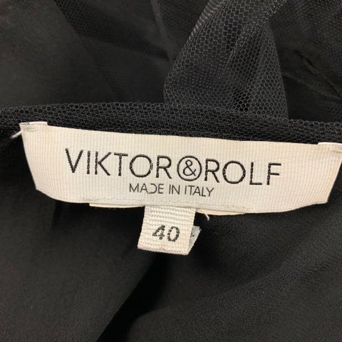 VIKTOR & ROLF Size 4 Black See Through Long Sleeve Dress Top