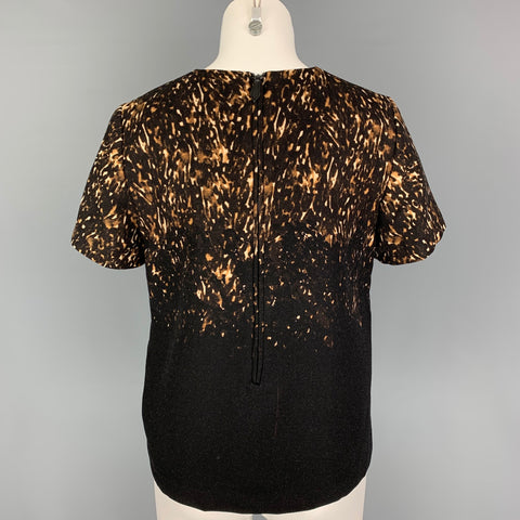 BURBERRY PRORSUM Size 6 Black Brown Print Wool  Dress Top